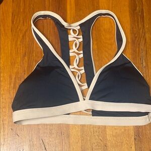 L*Space Black and Cream Bikini Top